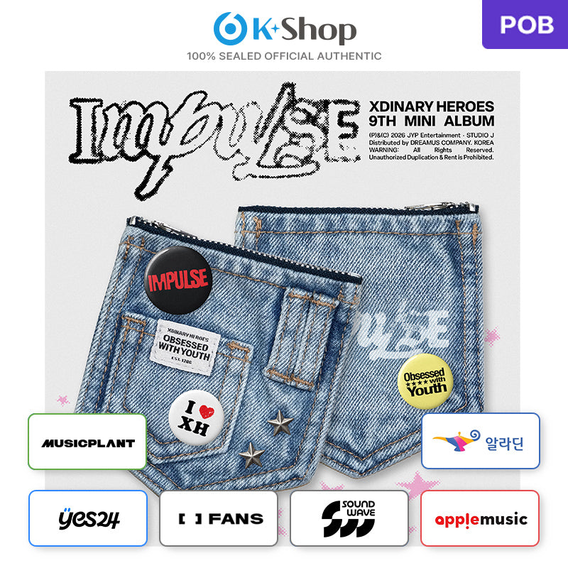 XDINARY HEROES - 9TH MINI ALBUM [IMPULSE] DENIM POUCH Ver. (Online Benefit)