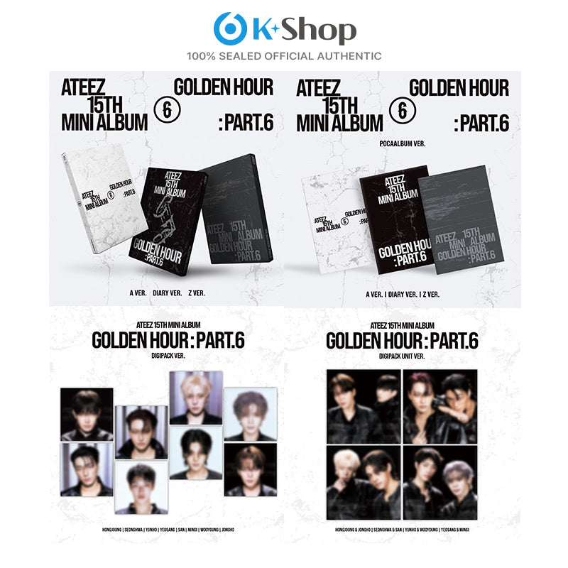 ATEEZ - 15TH MINI ALBUM [GOLDEN HOUR : Part.6] ( COMBINED 3EA 1SET )