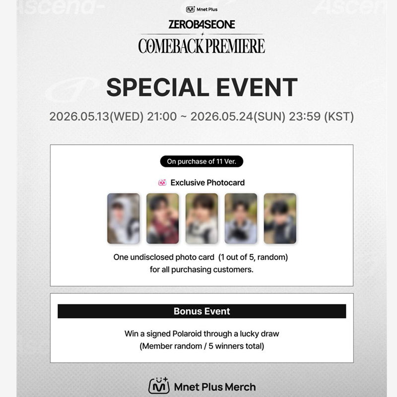 ZEROBASEONE - 6TH MINI ALBUM [Ascend-] 11 Ver.(Online Benefit)