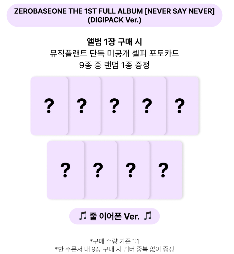 ZEROBASEONE The 1ST Full Album - Never Say Never DIGIPACK Ver.(+Online Benefit)