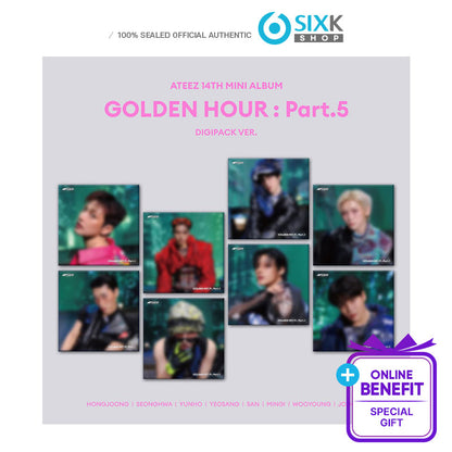 ATEEZ - 14TH MINI ALBUM [GOLDEN HOUR : Part.5] DIGIPACK VER. (Online Benefit)(MEMBER CHOICE)