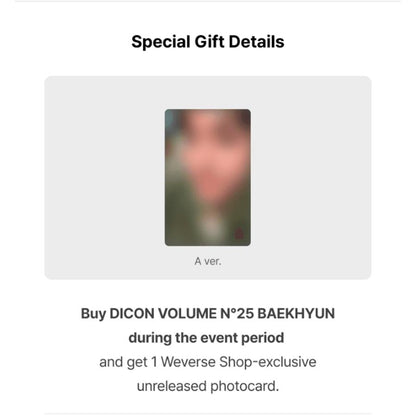 DICON VOLUME N°25 BAEKHYUN : A-D TYPE (Online Benefit)