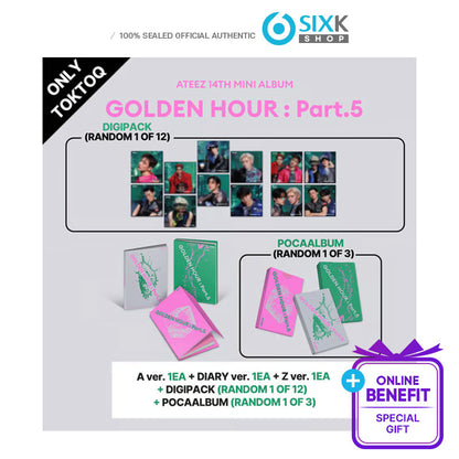 ATEEZ - 14TH MINI ALBUM [GOLDEN HOUR : Part.5]  TOKTOQ SET (Online Benefit)
